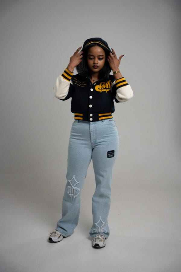 GRADOX cropped varsity jacket detail