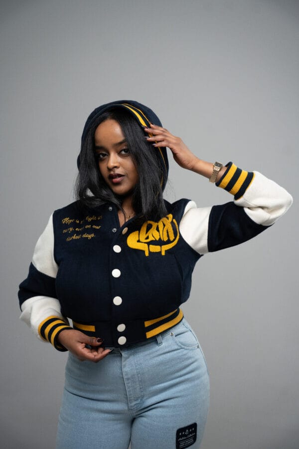 GRADOX cropped varsity jacket detail